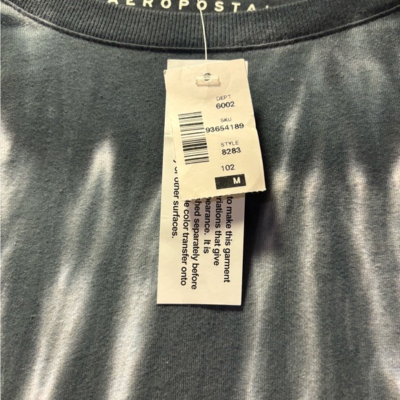 Aeropostale Black and White Tye Dye Unisex Long Sleeve Shirt - Picture 2 of 5